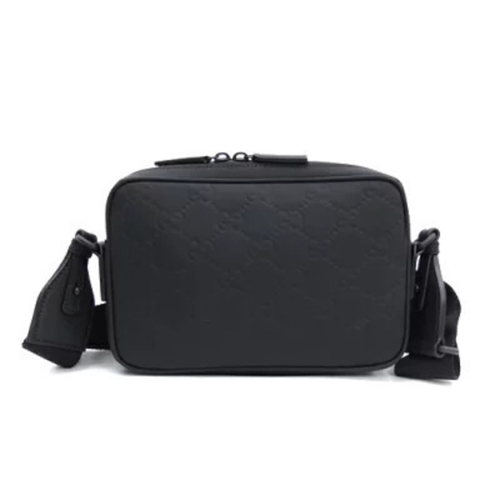 Gucci GG Effect Crossbody Bag Leather Blanc White Black